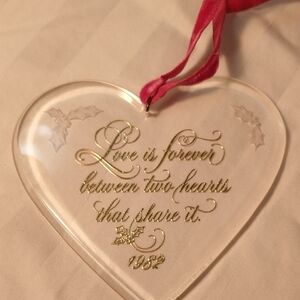 Vintage 1982 Hallmark Acrylic Love Ornament